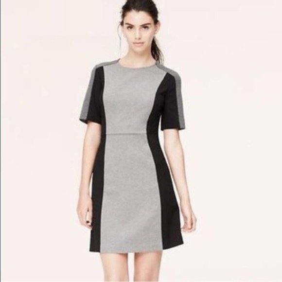 LOFT Dresses & Skirts - Ann Taylor LOFT Black & Gray Colorblock Short Sleeve Dress Size 2 EUC